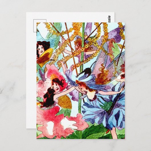 "Rond de Maypole" Fairy Art van M T Ross Briefkaart (Voorkant / Achterkant)
