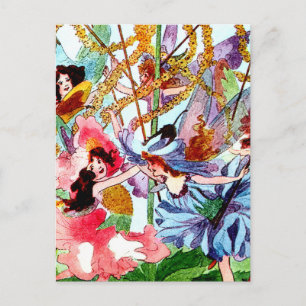 "Rond de Maypole" Fairy Art van M T Ross Briefkaart