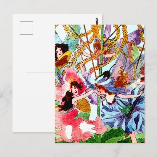 “Rond de meiboom” sprookjeskunst van M T Ross Briefkaart (Voorkant / Achterkant)