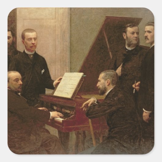 Rond de Piano, 1885 Vierkante Sticker (Voorkant)