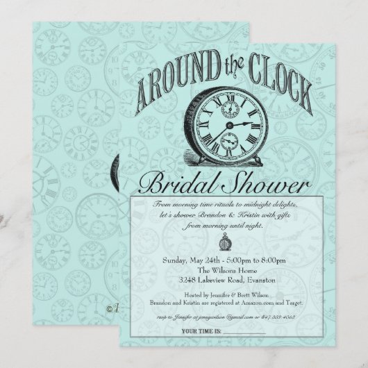 Rond de Uitnodiging van de Bridal van de Klok (Voorkant / Achterkant)