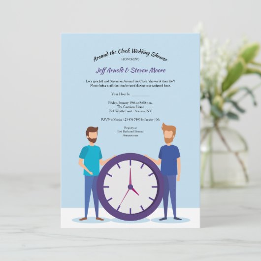 Rond de uitnodiging van de Gay Wedding van de Klok (Staand voorkant)