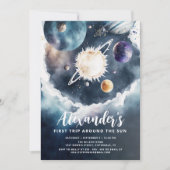 Rond de Waterverf van de Zon jongen 1 geboorde dag Kaart (Voorkant)