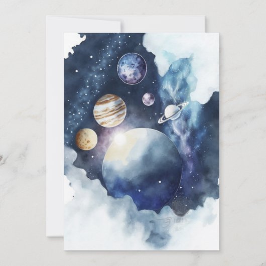 Rond de Waterverf van de Zon jongen 1 geboorde dag Kaart (Achterkant)