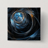 Rond de wereld Abstracte Art Button (vierkant) (Voorkant)