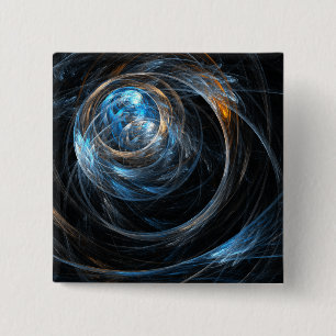 Rond de wereld Abstracte Art Button (vierkant)
