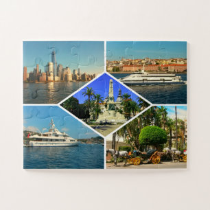 Rond de wereld beattige collage legpuzzel
