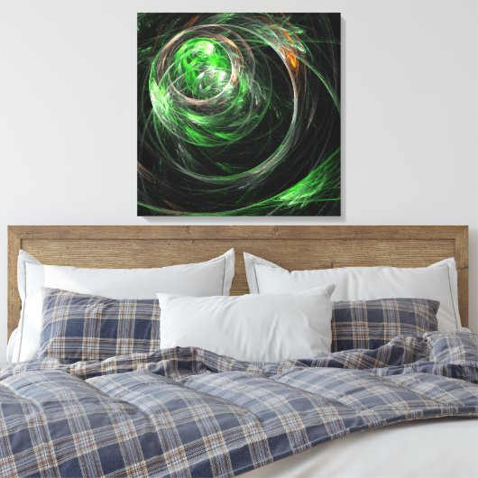 Rond de Wereld Groene Abstracte Druk van het Canva Canvas Afdruk (Insitu (Slaapkamer))
