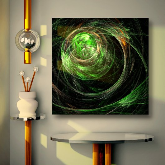 Rond de Wereld Groene Abstracte Druk van het Canva Canvas Afdruk