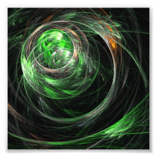 Rond de Wereld Groene Abstracte Foto van de Kunst Afdruk (Voorkant)
