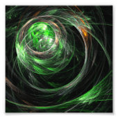 Rond de Wereld Groene Abstracte Foto van de Kunst  Foto Afdruk (Voorkant)