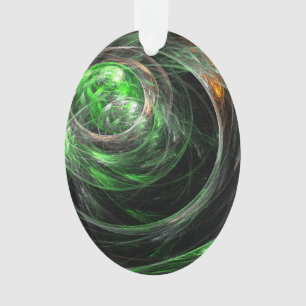 Rond de Wereld Groene Abstracte Kunst Acryl Ovaal Ornament