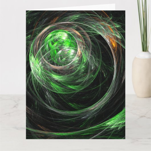 Rond de Wereld Groene Abstracte Kunst Bedankkaart (Voorkant)