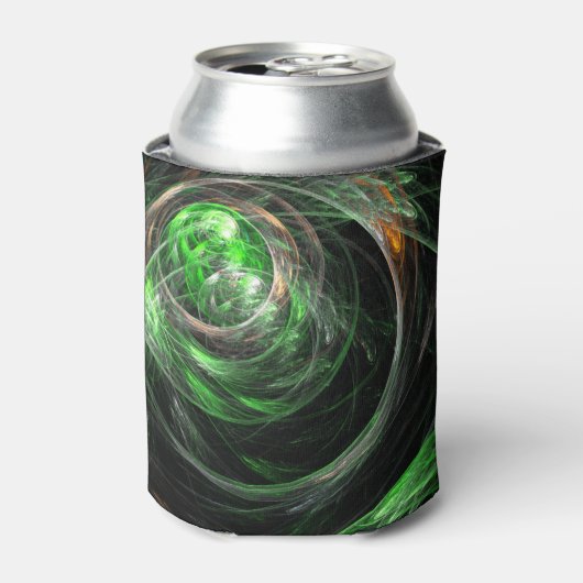 Rond de Wereld Groene Abstracte Kunst Blikjeskoeler (Blikje Voorkant)