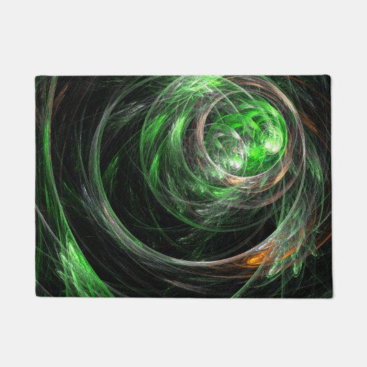 Rond de Wereld Groene Abstracte Kunst Deurmat (Voorkant)