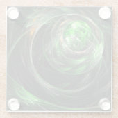 Rond de Wereld Groene Abstracte Kunst Glazen Onderzetter (Achterkant)