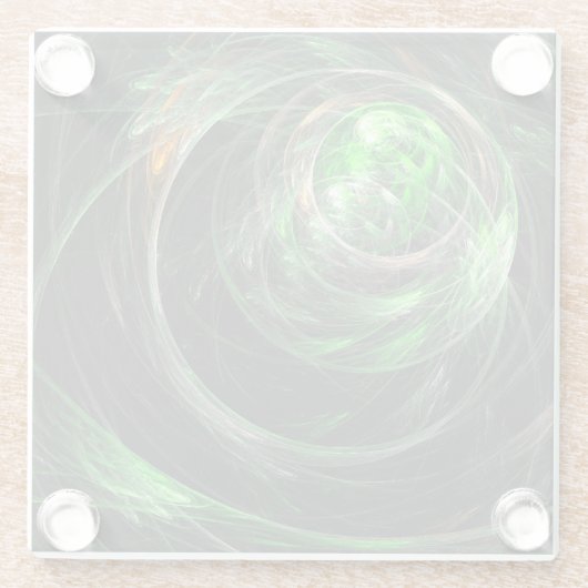 Rond de Wereld Groene Abstracte Kunst Glazen Onderzetter (Achterkant)