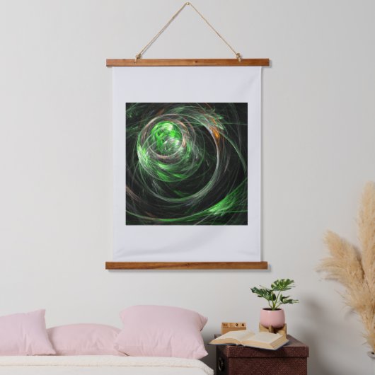 Rond de Wereld Groene Abstracte Kunst Hangend Wandkleed (Slaapkamer)
