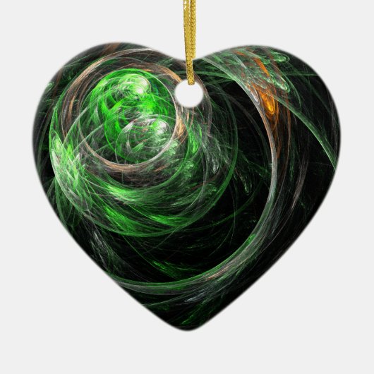 Rond de Wereld Groene Abstracte Kunst Hart Ornamen Keramisch Ornament (Voorkant)