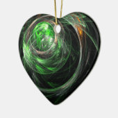 Rond de Wereld Groene Abstracte Kunst Hart Ornamen Keramisch Ornament (Links)