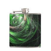 Rond de Wereld Groene Abstracte Kunst Heupfles (Voorkant)