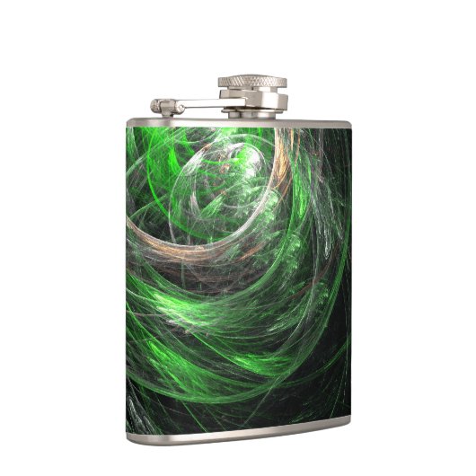 Rond de Wereld Groene Abstracte Kunst Heupfles (Rechts)