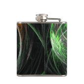 Rond de Wereld Groene Abstracte Kunst Heupfles (Achterkant)