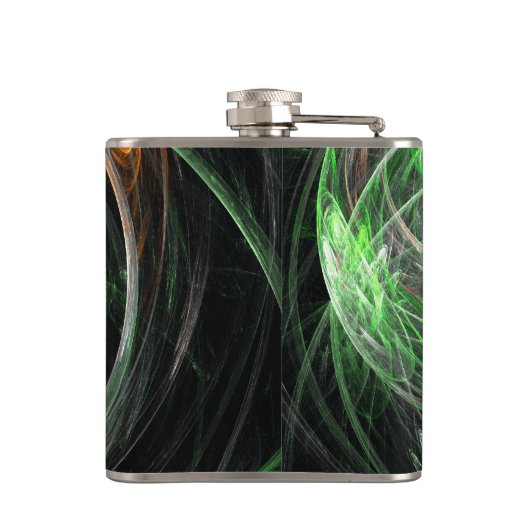 Rond de Wereld Groene Abstracte Kunst Heupfles (Achterkant)