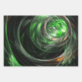 Rond de Wereld Groene Abstracte Kunst Inpakpapier Vel (Voorkant 3)
