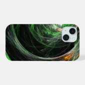 Rond de Wereld Groene Abstracte Kunst iPhone 15 Case (Achterkant horizontaal)