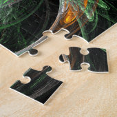 Rond de Wereld Groene Abstracte Kunst Legpuzzel (Zijkant)