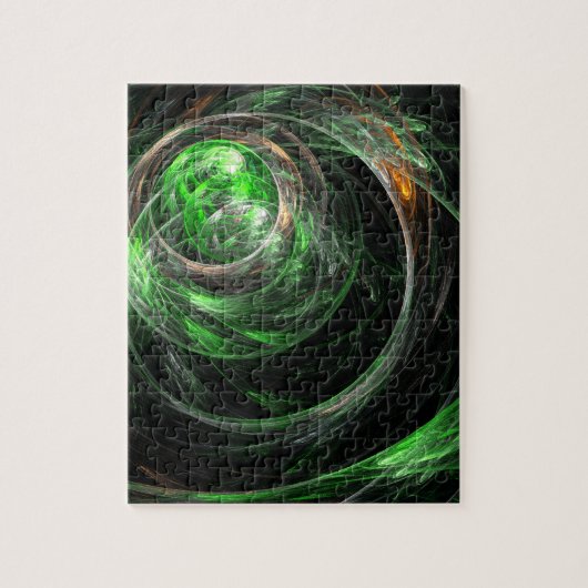Rond de Wereld Groene Abstracte Kunst Legpuzzel (Verticaal)