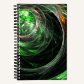Rond de Wereld Groene Abstracte Kunst Notitieboek (Voorkant)