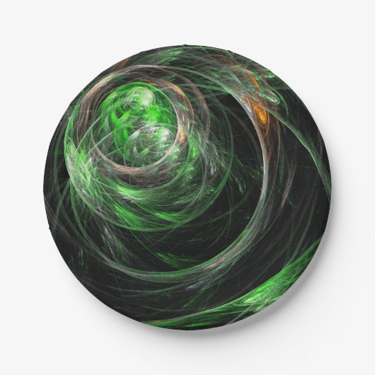 Rond de Wereld Groene Abstracte Kunst Papieren Bordje (Voorkant)