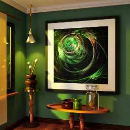 Rond de Wereld Groene Abstracte Kunst Poster