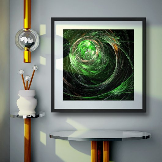 Rond de Wereld Groene Abstracte Kunst Poster