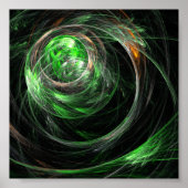 Rond de Wereld Groene Abstracte Kunst Poster (Voorkant)
