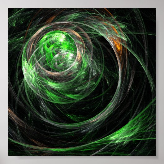 Rond de Wereld Groene Abstracte Kunst Poster (Voorkant)