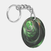 Rond de Wereld Groene Abstracte Kunst Sleutelhanger (Voorkant Links)