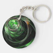 Rond de Wereld Groene Abstracte Kunst Sleutelhanger (Achterkant)