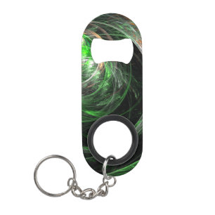 Rond de Wereld Groene Abstracte Kunst Sleutelhanger Flessenopener