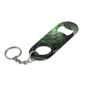 Rond de Wereld Groene Abstracte Kunst Sleutelhanger Flessenopener (Voorkant Gekanteld)