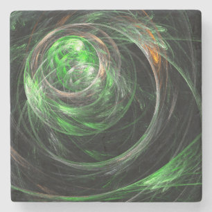 Rond de Wereld Groene Abstracte Kunst Stenen Onderzetter