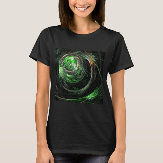 Rond de Wereld Groene Abstracte Kunst T-shirt (Voorkant)