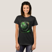 Rond de Wereld Groene Abstracte Kunst T-shirt (Voorkant volledig)