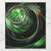 Rond de Wereld Groene Abstracte Kunst Wijn Etiket (Enkel label)