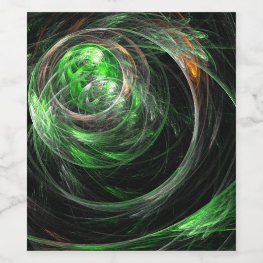 Rond de Wereld Groene Abstracte Kunst Wijn Etiket (Enkel label)