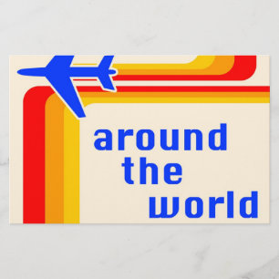 rond de wereld : retro strepen flyer