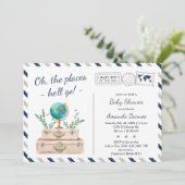 Rond de wereld rondreis babyjongen kaart (Staand voorkant)