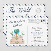 Rond de wereld rondreis babyjongen kaart (Voorkant / Achterkant)